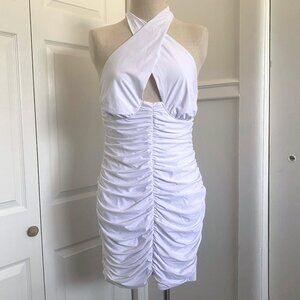 White Halter Mini Dress